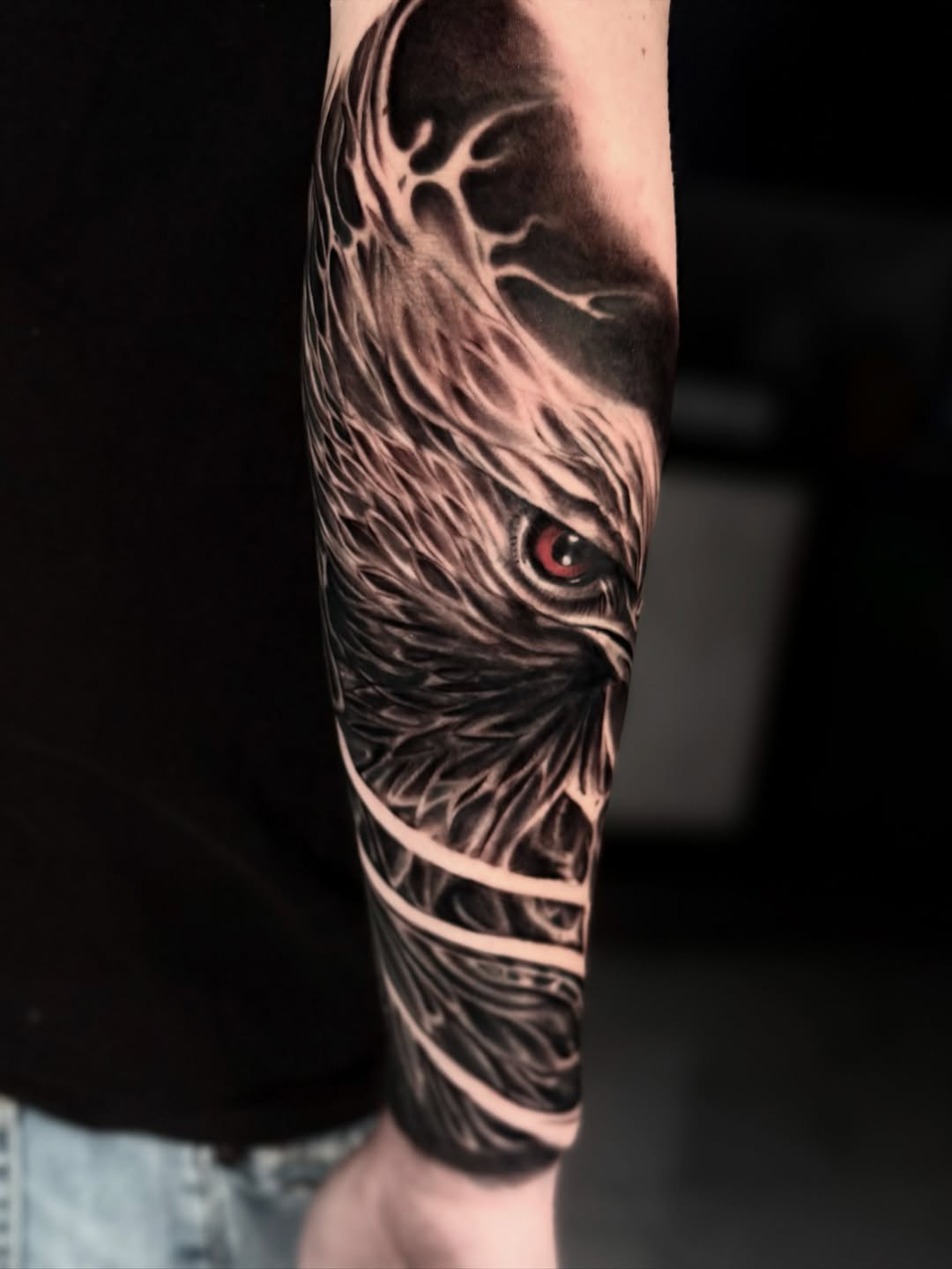 Eagle eye realism tattoo on the forearm by Idalia Pulido