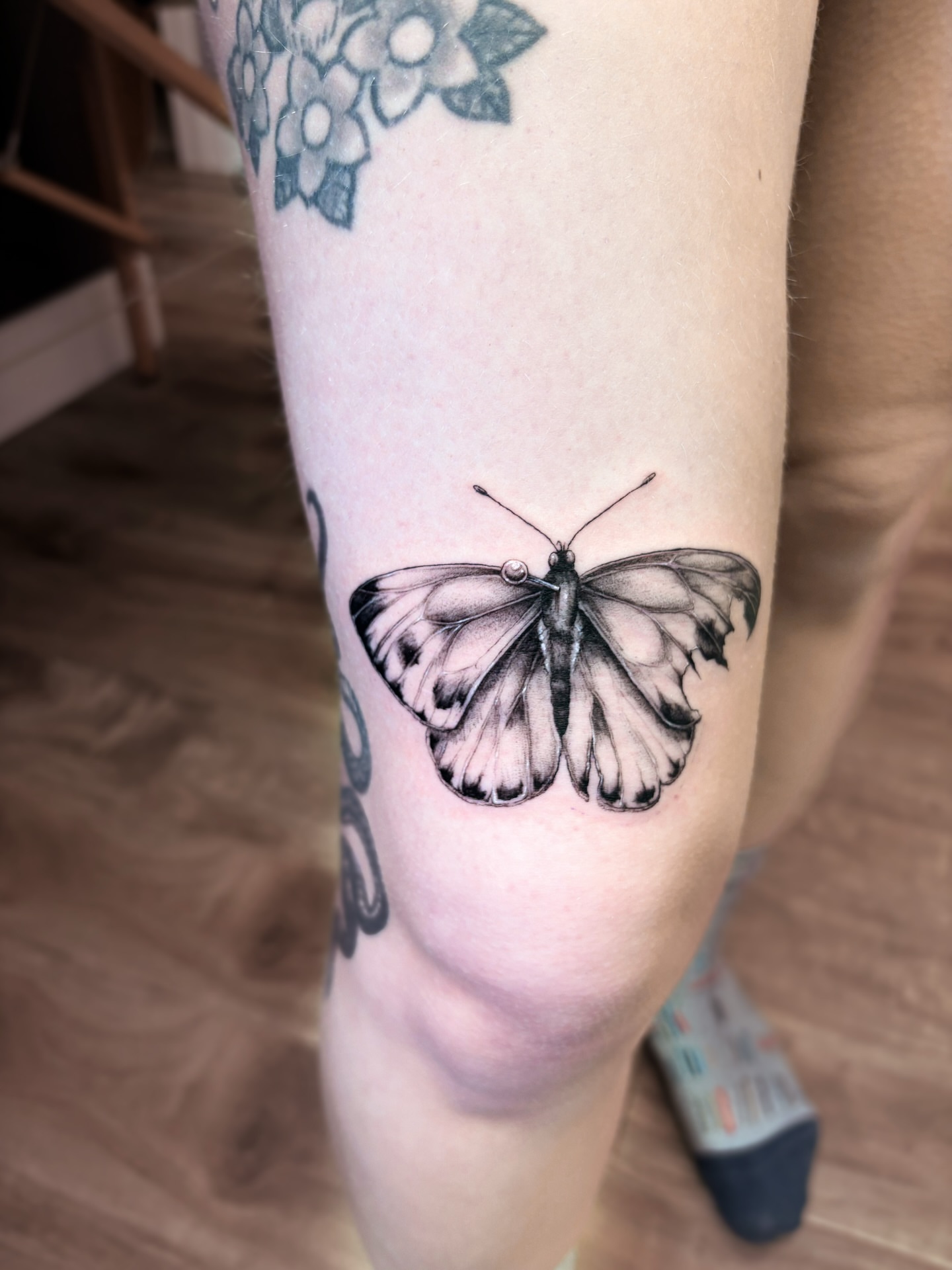 Butterfly realism tattoo on the forearm by Jen Petronella