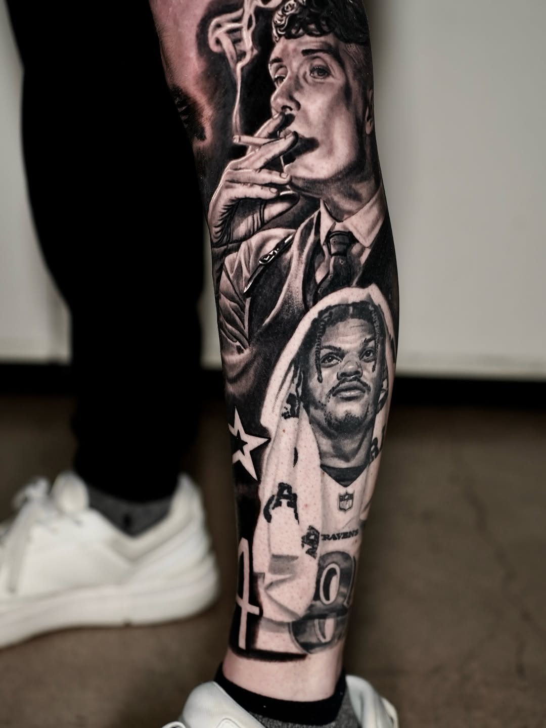 Portraits of two men realism tattoo on the forearm by Joshua Phillips, Mansfield, Ohio
