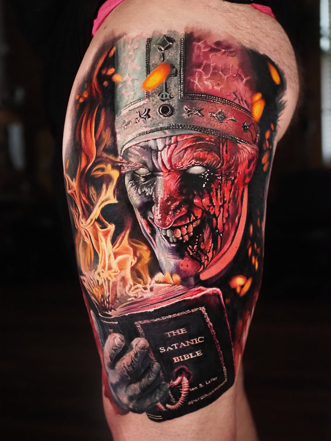 Tattoo by @anna_belle_tattoo — dark_realism, trash_polka