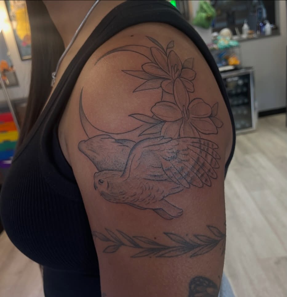 Tattoo by @stewstattoos — fine_line, black_and_grey