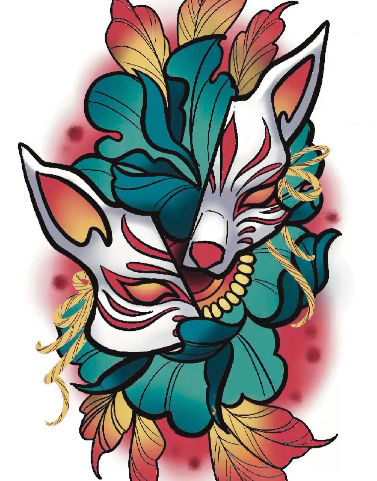 Fox American traditional tattoo by Missi Blue