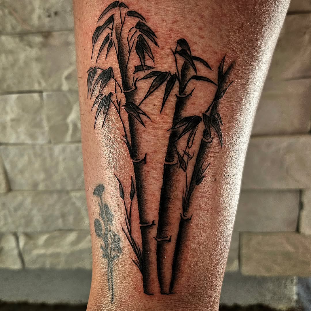 Bamboo stalks fine line tattoo on the forearm by Lina ๐ป