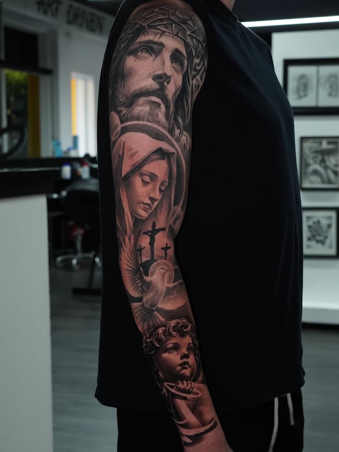 Tattoo by @jessem_tattoos — realism, black_and_grey