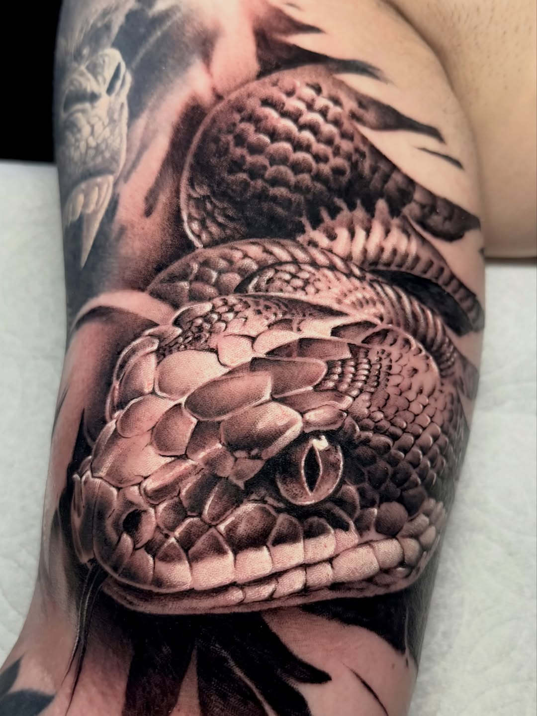 Tattoo by @gabejensentattoos — realism, black_and_grey