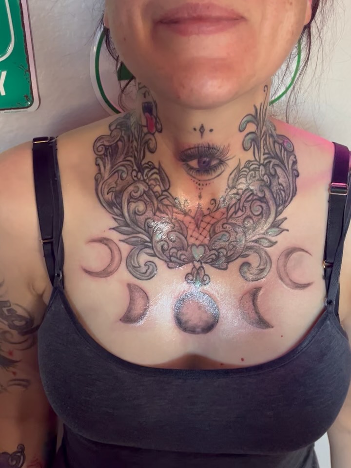 Cyber sigilism tattoo on the chest by Vegas Val LadyTattooArtist 💚