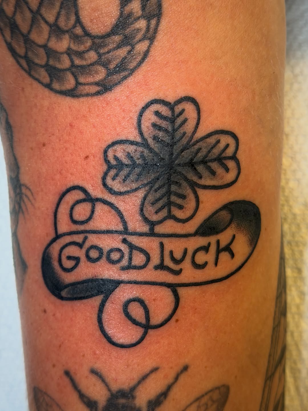 Tattoo by @nickmorantattooer — american_traditional, lettering_script