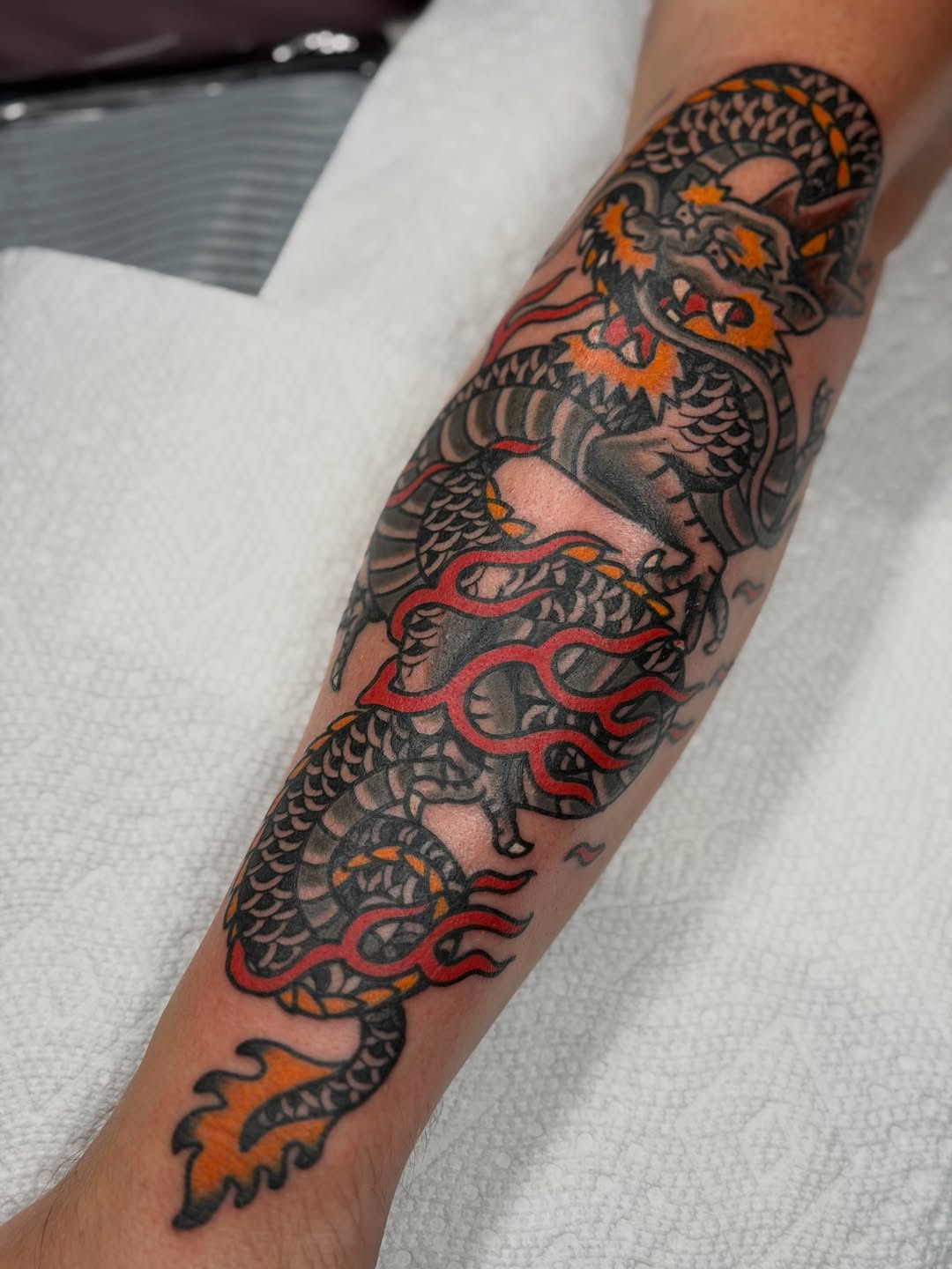 Tattoo by @aprilflowerstattoo โ japanese_irezumi, american_traditional