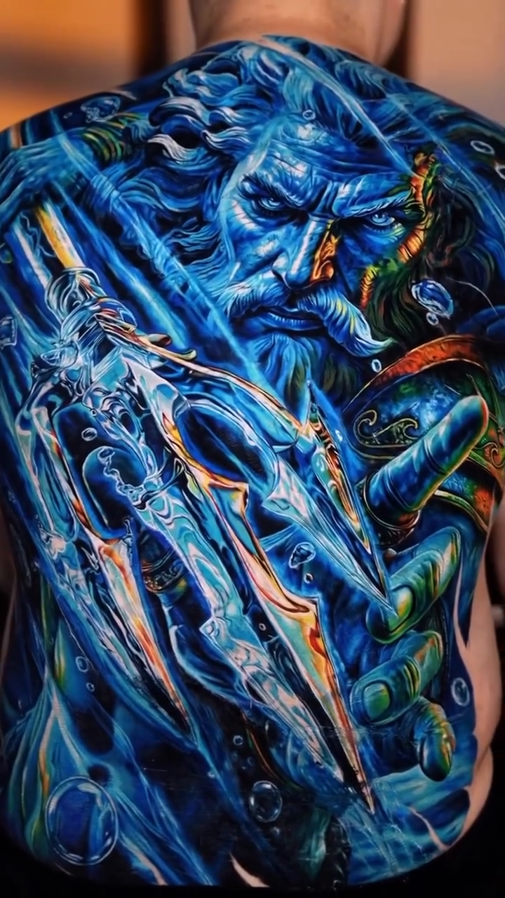 Mythological warrior back tattoo surrealism tattoo on the back by Bình Nguyễn