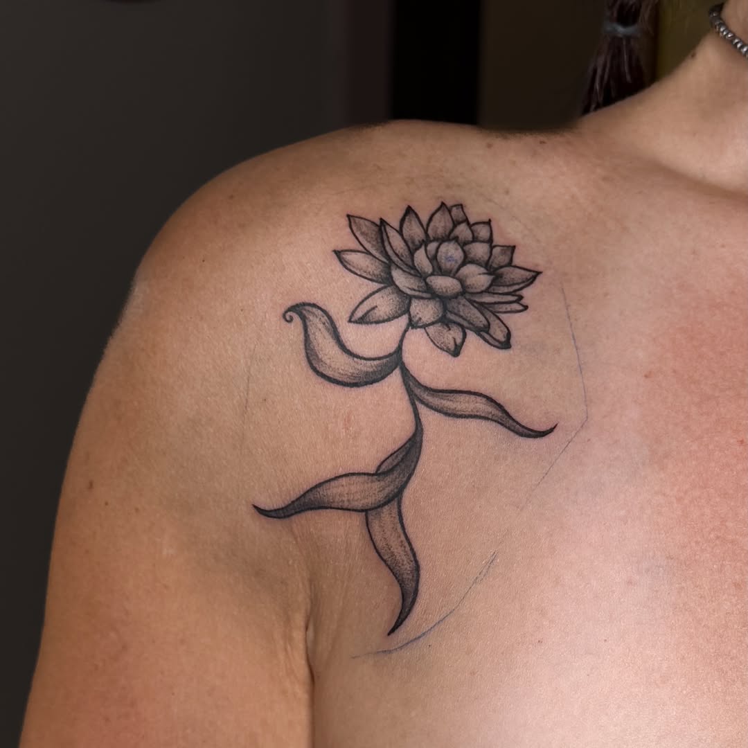 Flower dancer sketch tattoo on the shoulder by Bella - Austin Tattoo Artist ₓ˚. ୭