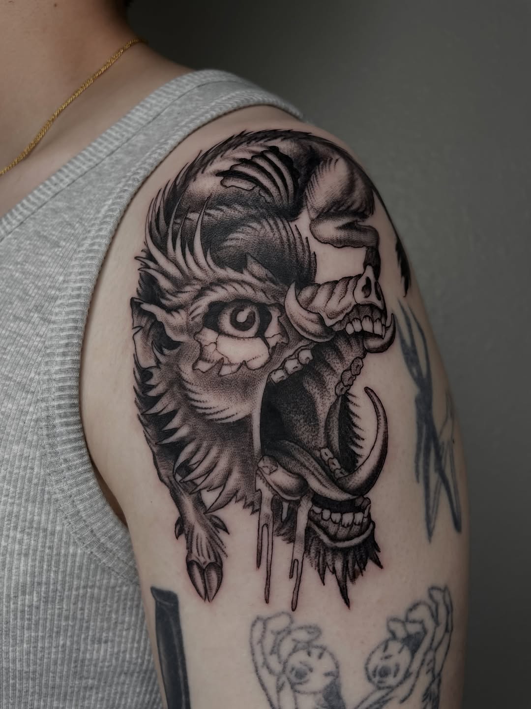 Tattoo by @ghostneedles_ β black_and_grey, dark_realism