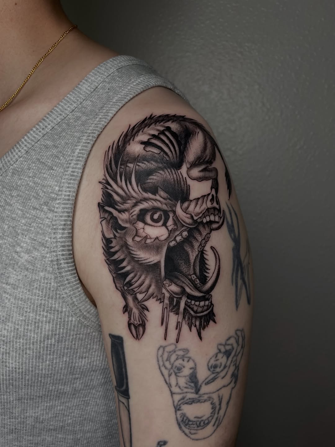 Tattoo by @ghostneedles_ β black_and_grey, dark_realism