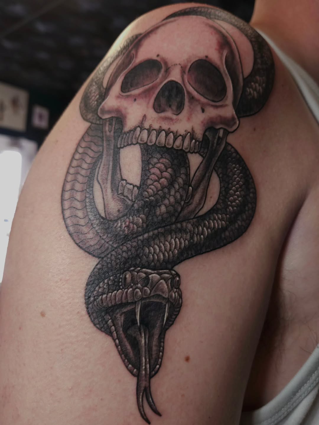 Tattoo by @shelbystattoos β realism, black_and_grey