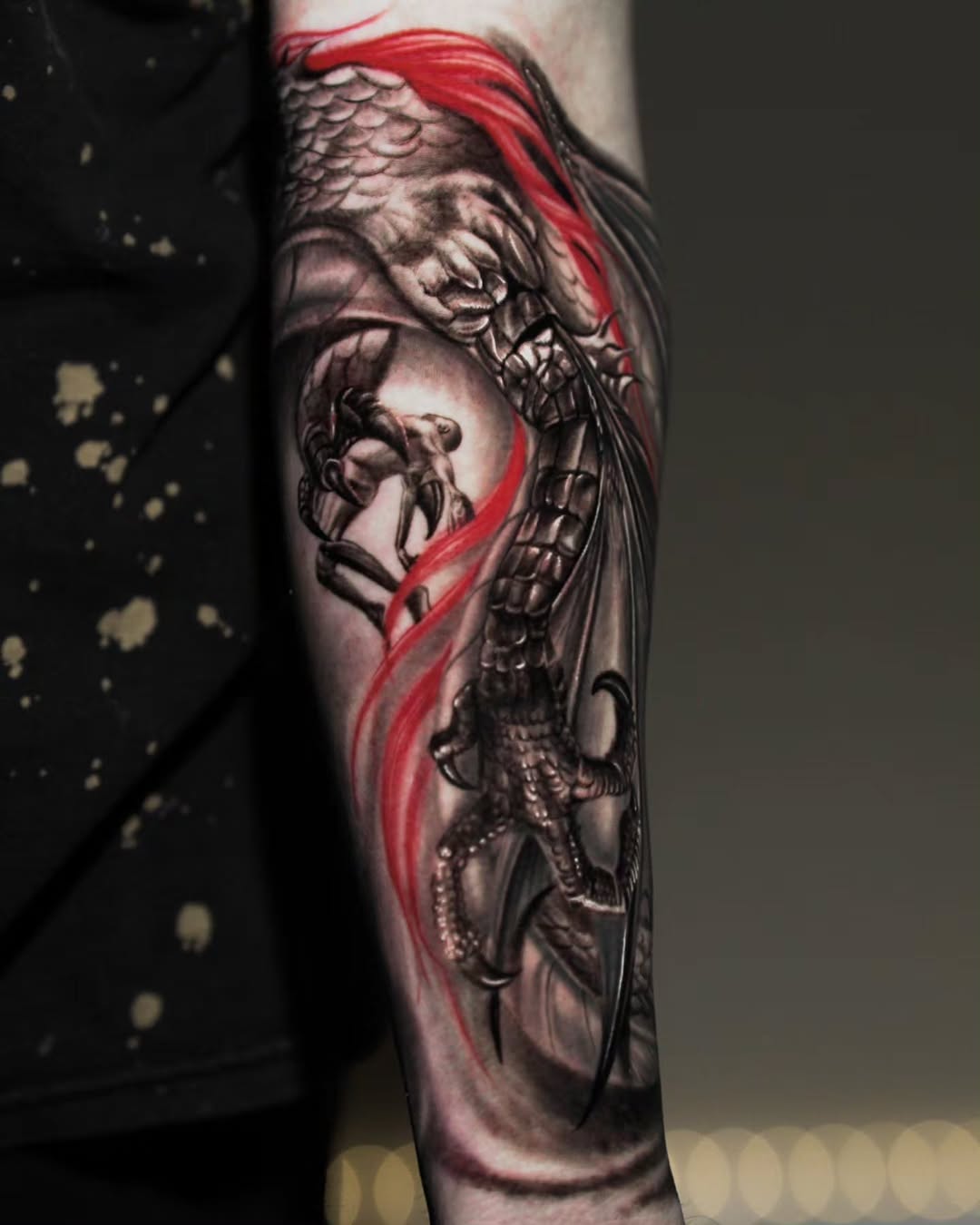 Dragon claw Japanese tattoo on the forearm by Baxtertattoo