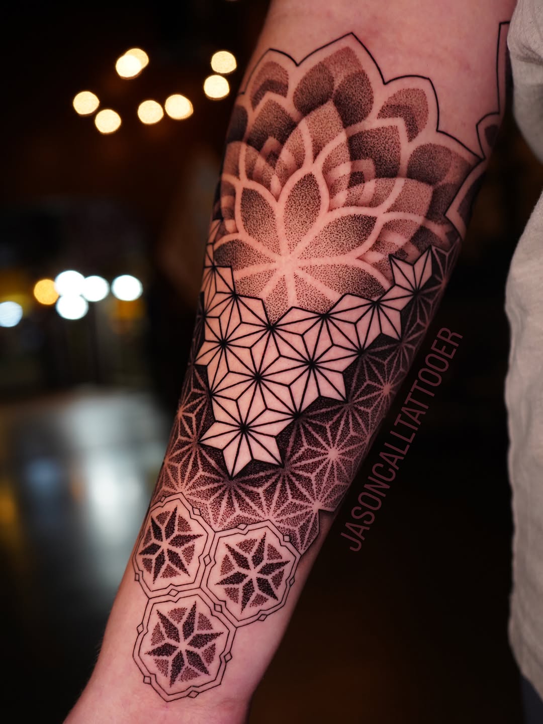 Tattoo by @jasoncalltattooer — geometric, dotwork