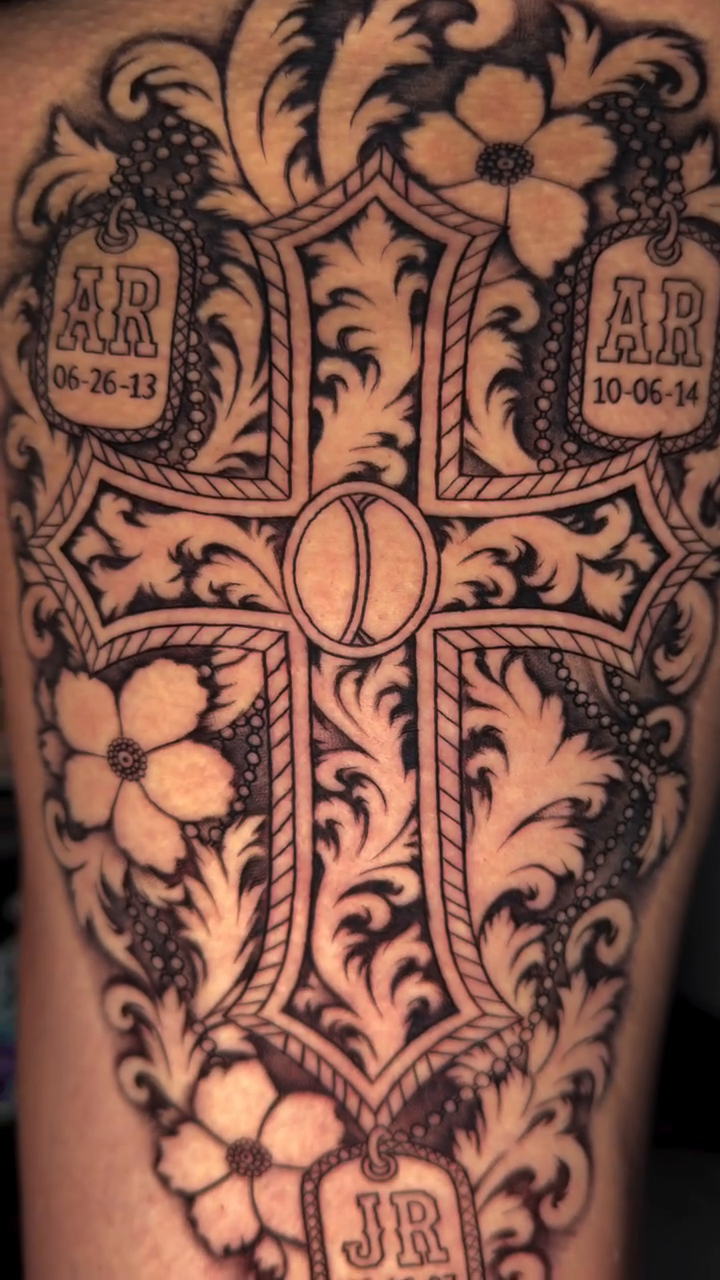 Tattoo by @dannyhtx_tattoos — black_and_grey, ornamental