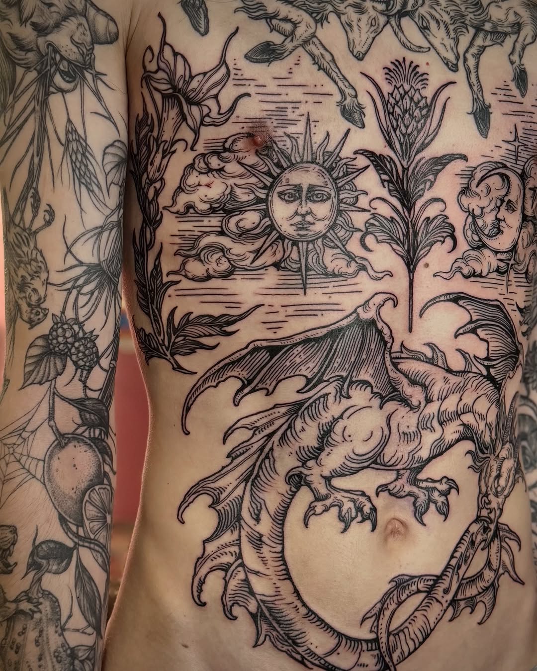 Tattoo by @racheltruskotattoos — illustrative, blackwork