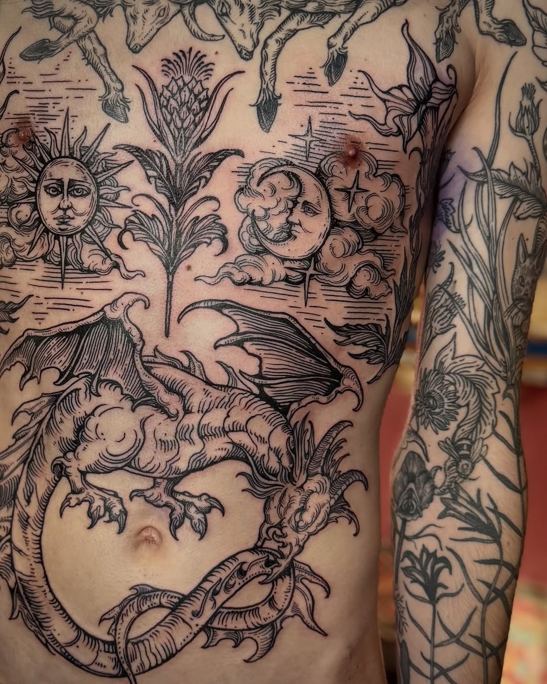 Tattoo by @racheltruskotattoos — illustrative, black_and_grey