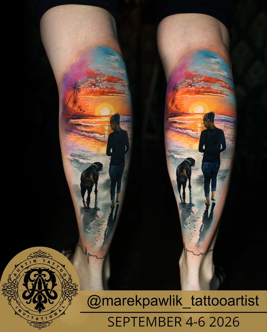 Realism tattoo on the calf by Marek Pawlik