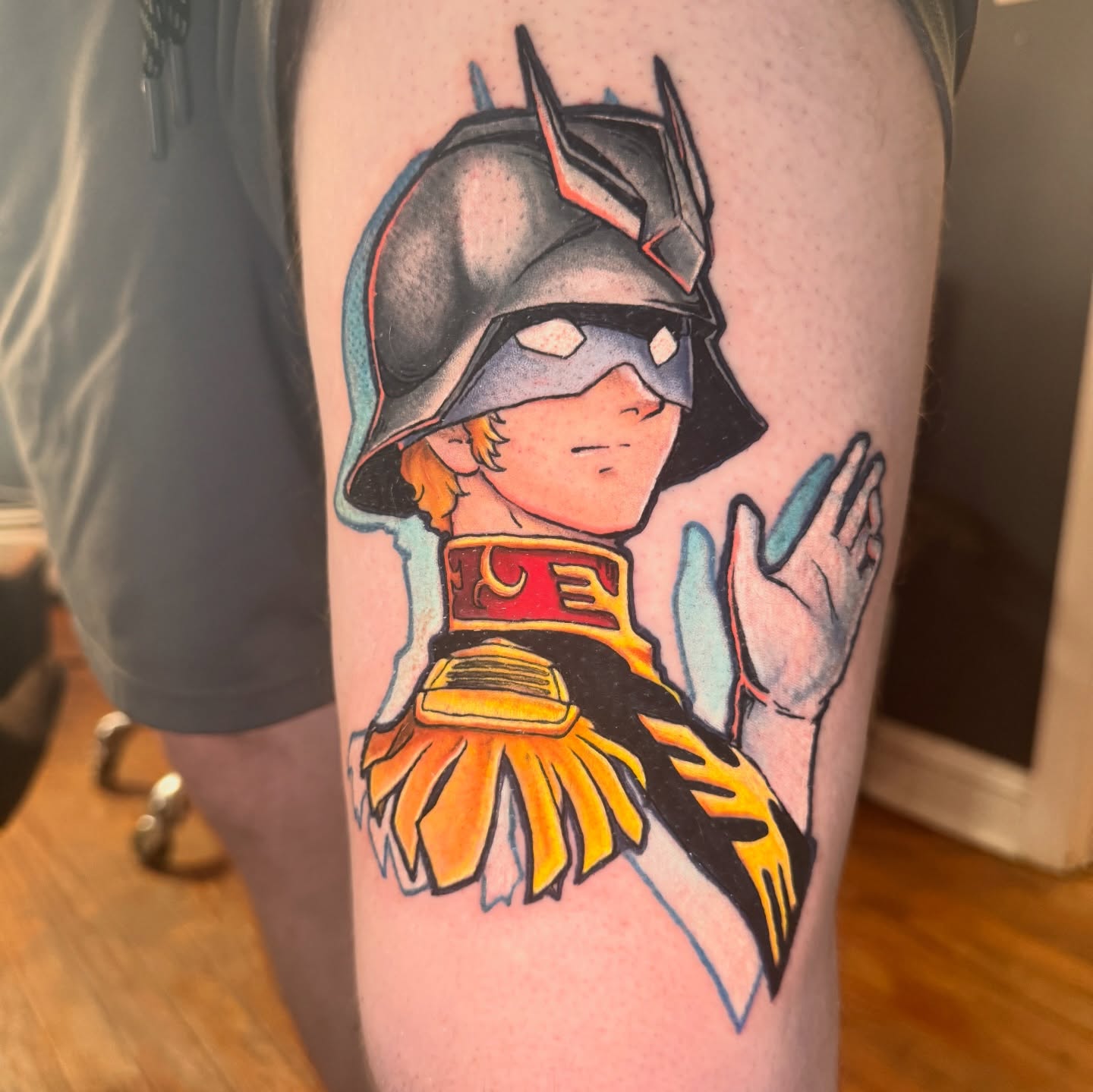 Darth vader anime tattoo on the thigh by Eric Burns - NoVA Tattoo Artist