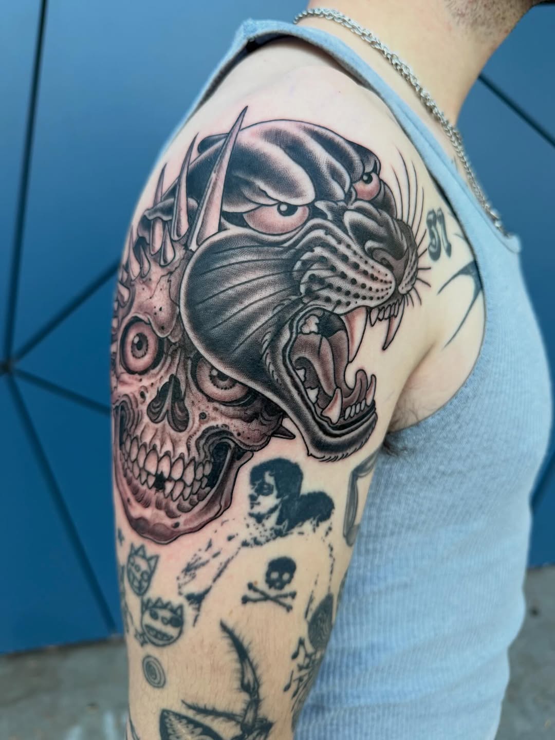 Tattoo by @adamwarmerdam — american_traditional, black_and_grey