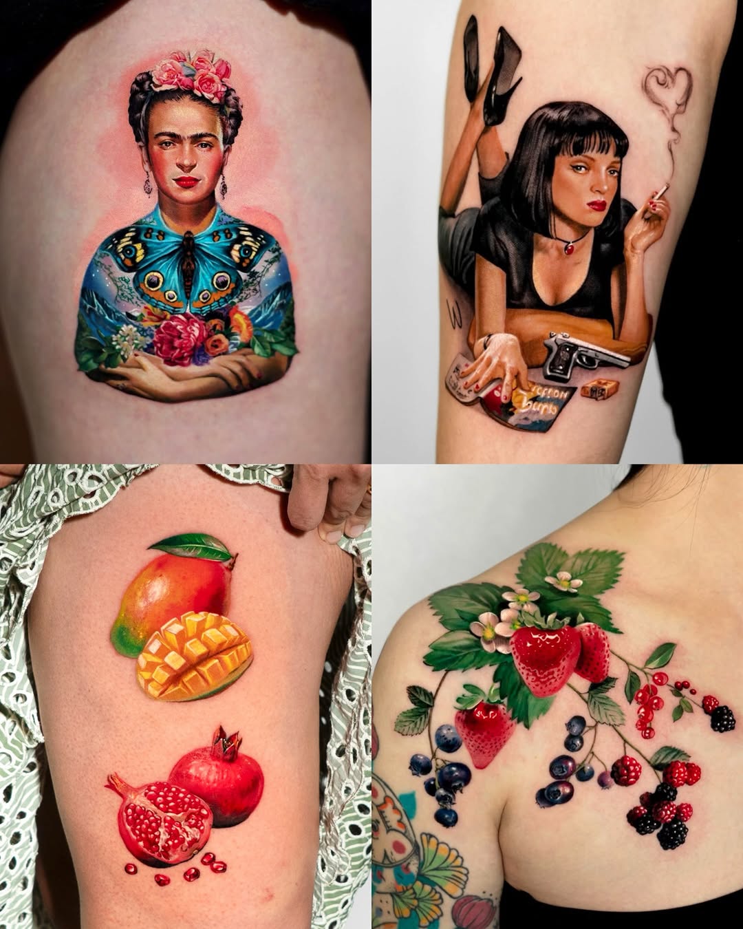 Frida Kahlo portrait watercolor tattoo on the shoulder by Tattooist HARRY COLOR