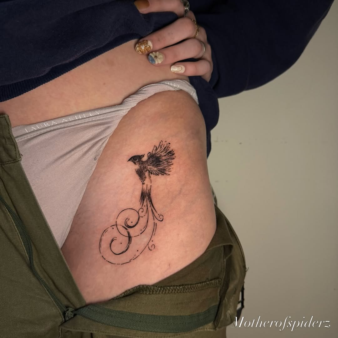 Tattoo by @motherofspiderz β fine_line, black_and_grey