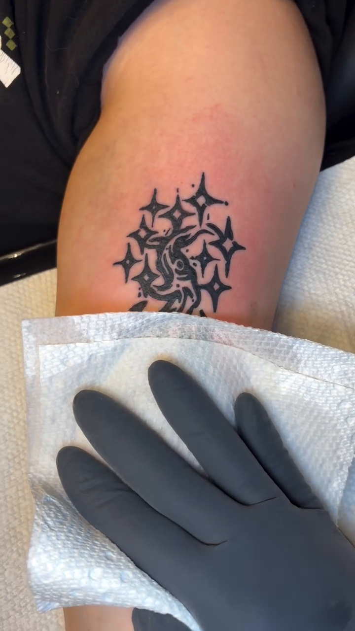 Tattoo by @calencopelandtattoo — geometric, dotwork