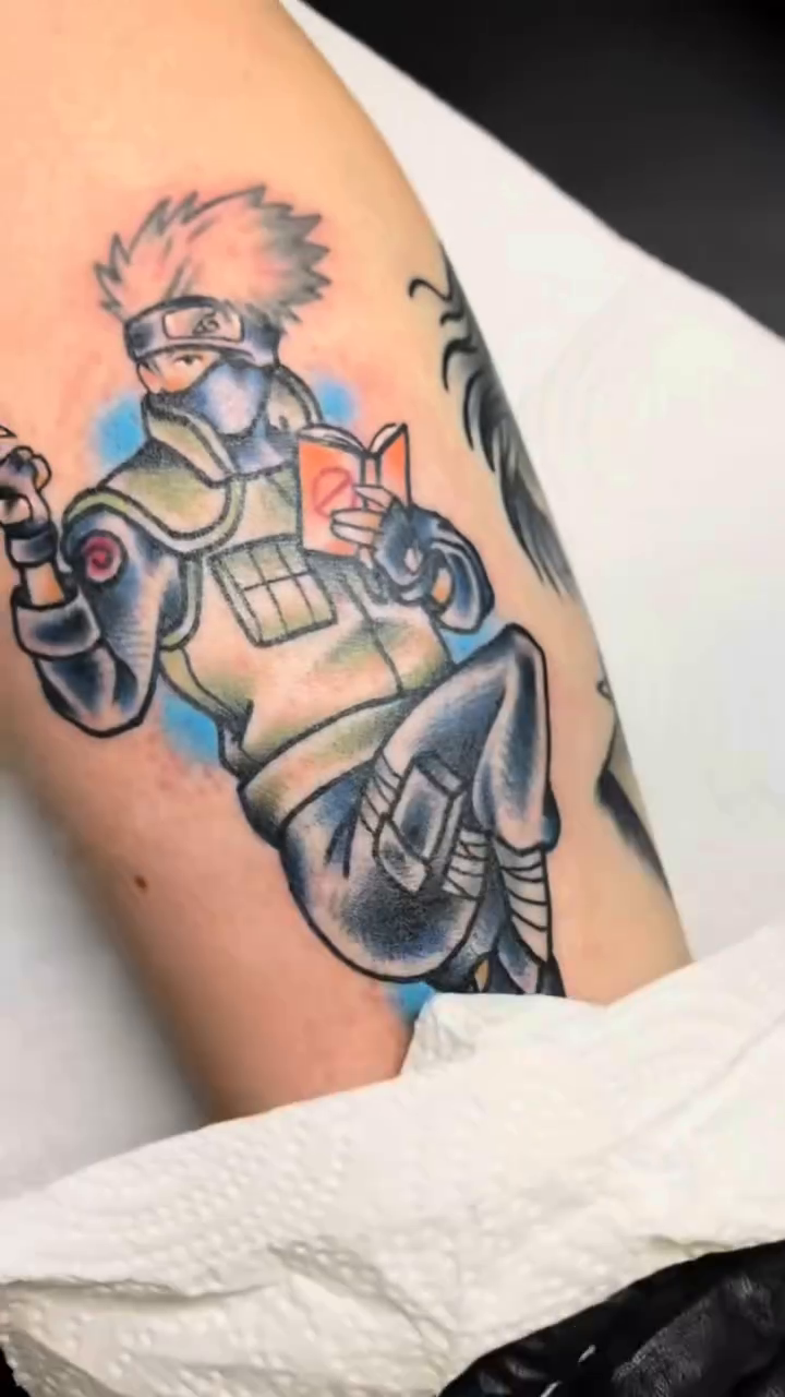 Kakashi Hatake from Naruto anime tattoo on the forearm by ππππππππ