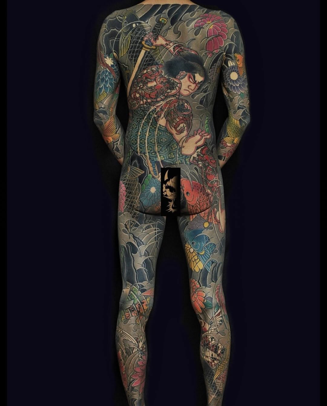 Japanese tattoo on the back by Xiaojun Yin, Vancouver, British Columbia