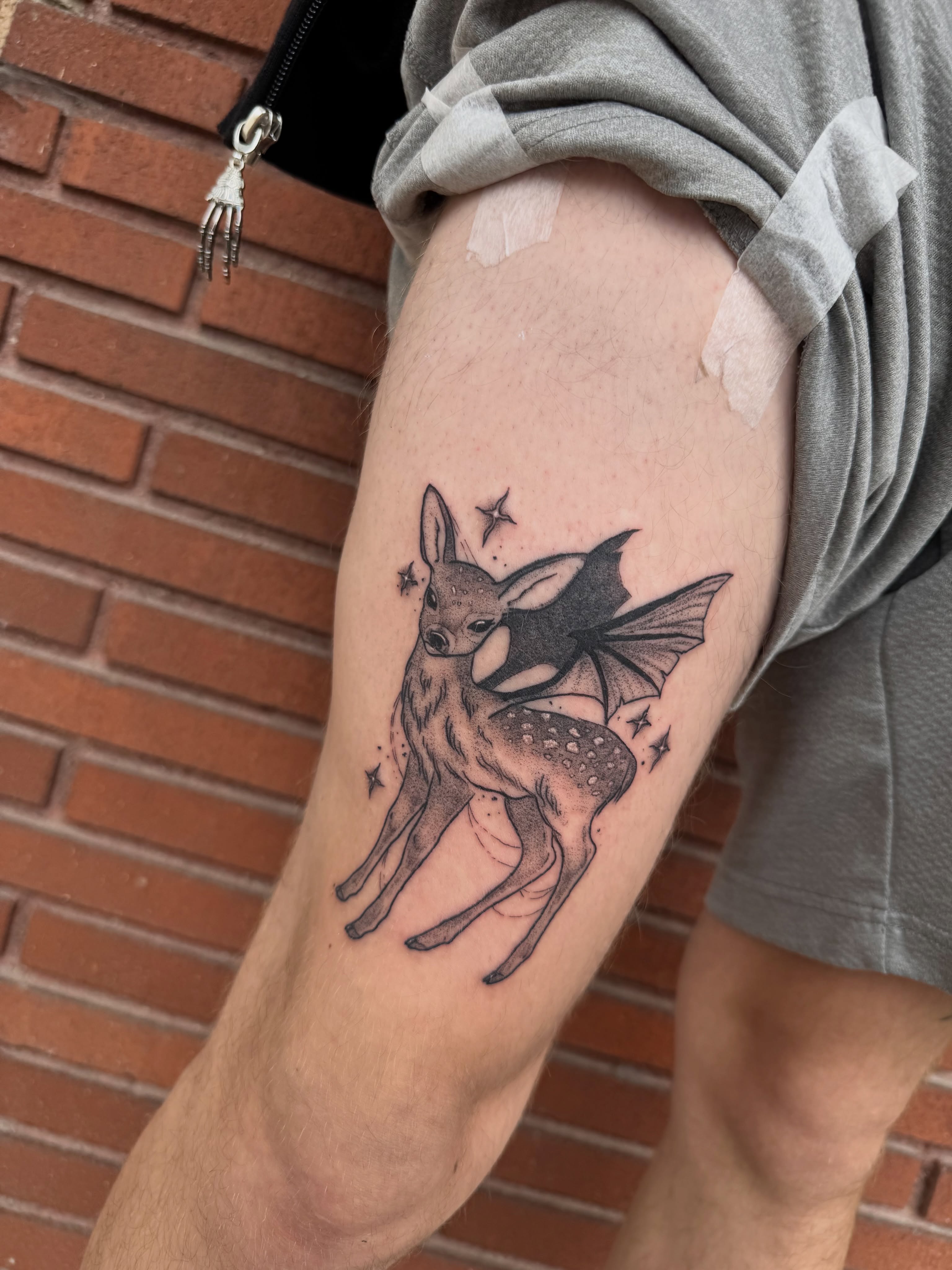 Tattoo by @feralfawntattoo — black_and_grey