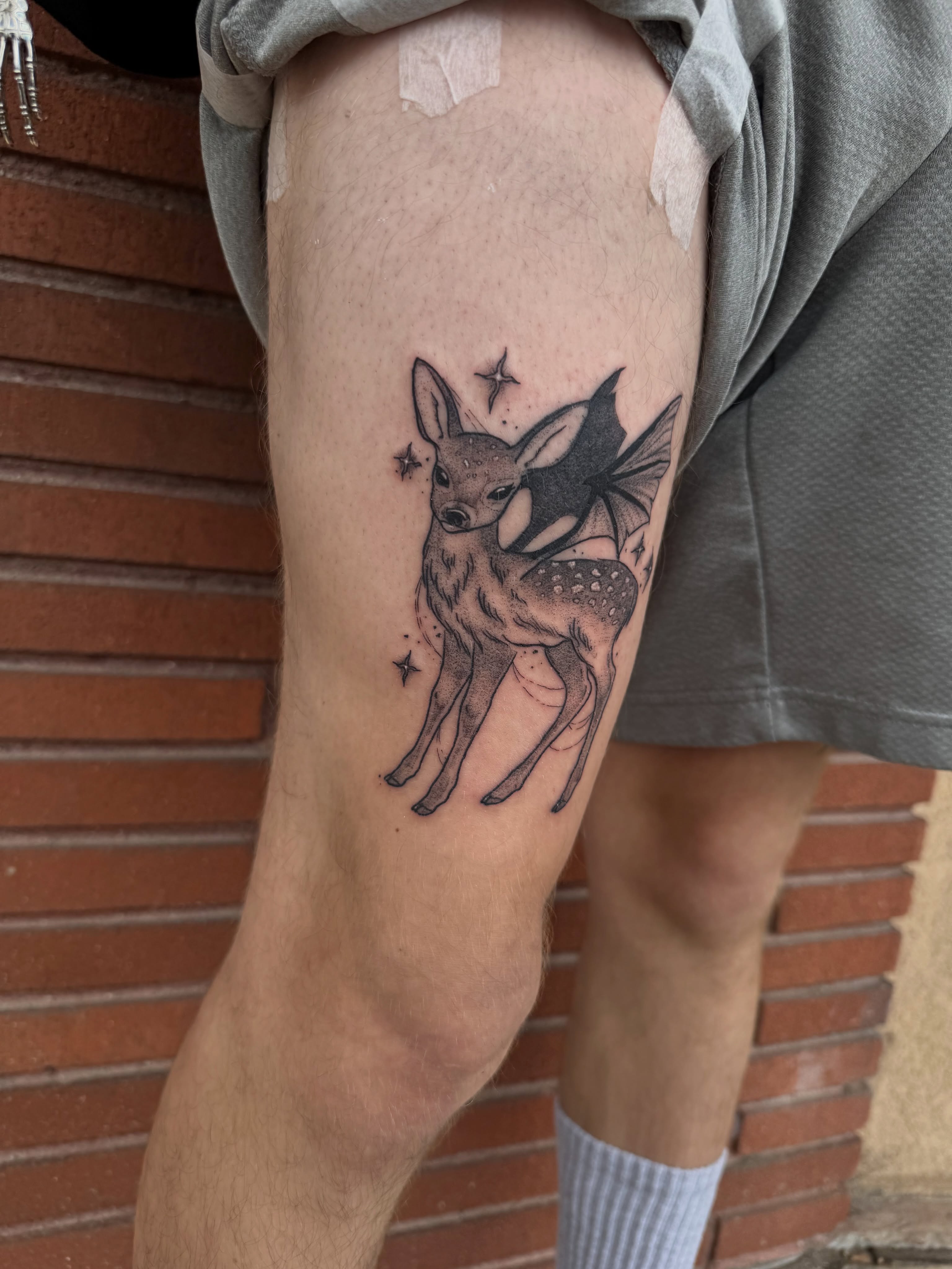 Tattoo by @feralfawntattoo — black_and_grey