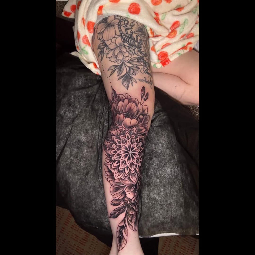 Tattoo by @painandpleasuretattoos505 — black_and_grey, ornamental