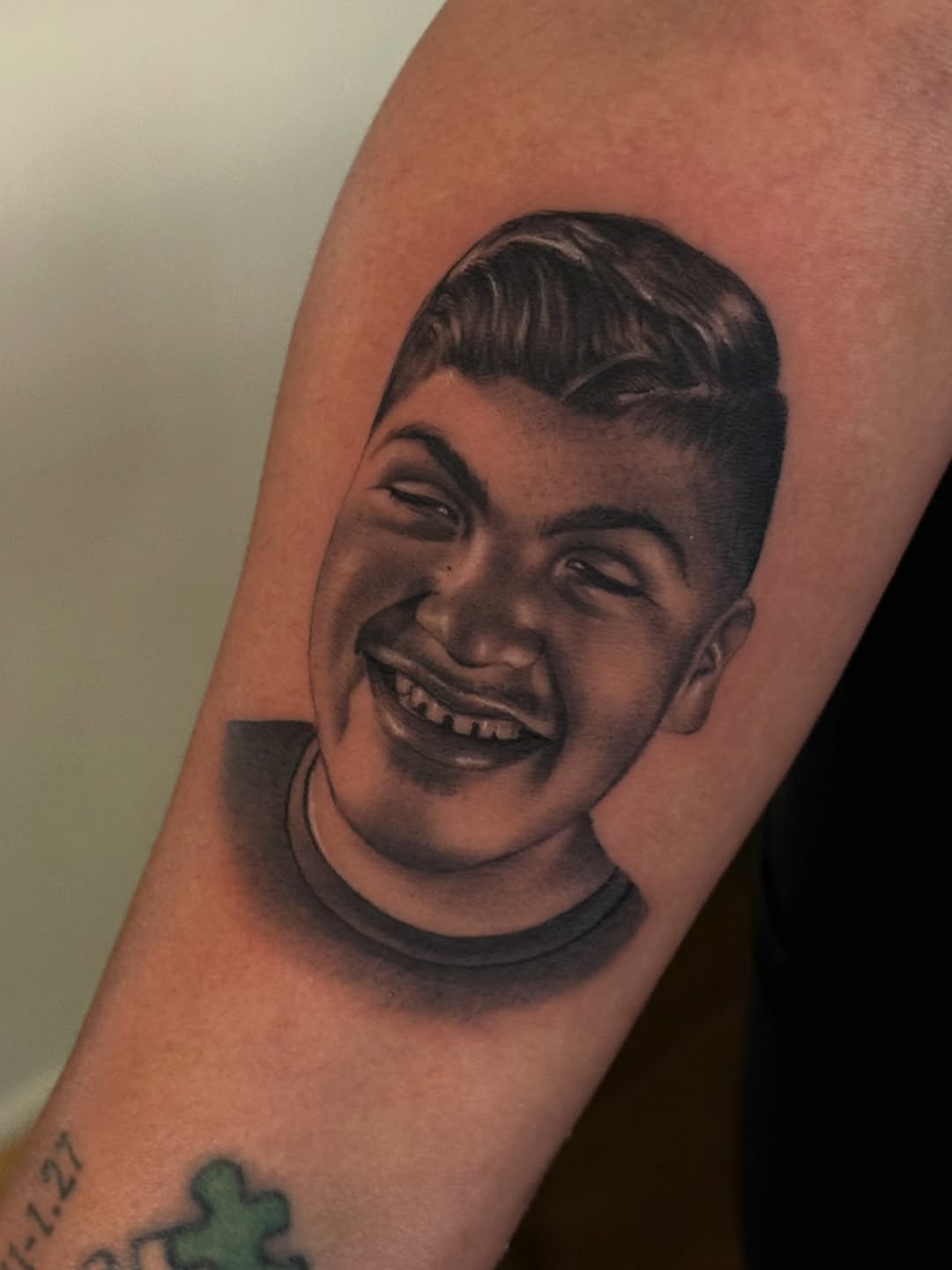 Tattoo by @babygirltat2 β realism, black_and_grey