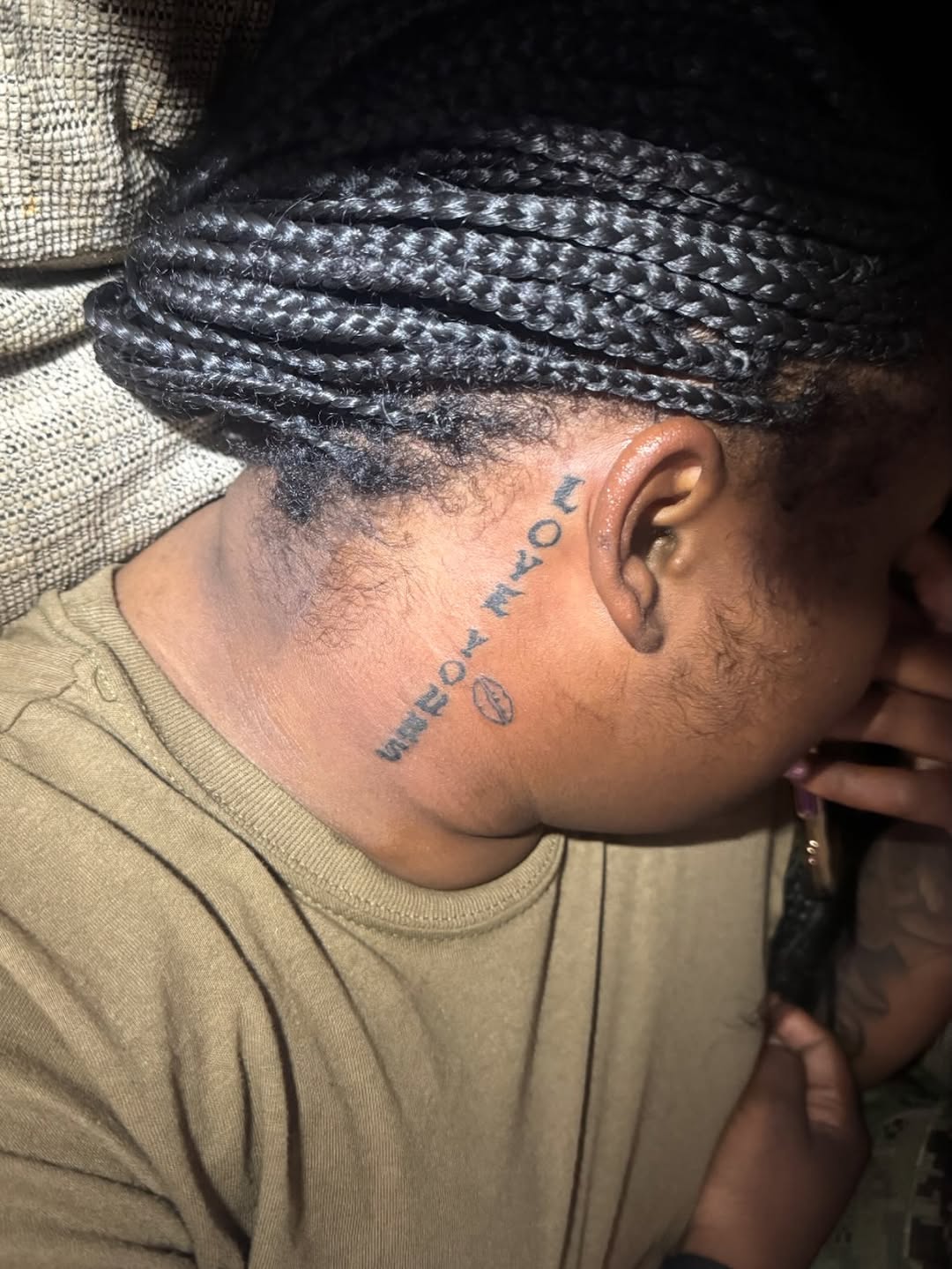 Vertical text and small symbol tattoo on the neck by ❤️Jesselli ison ❤️