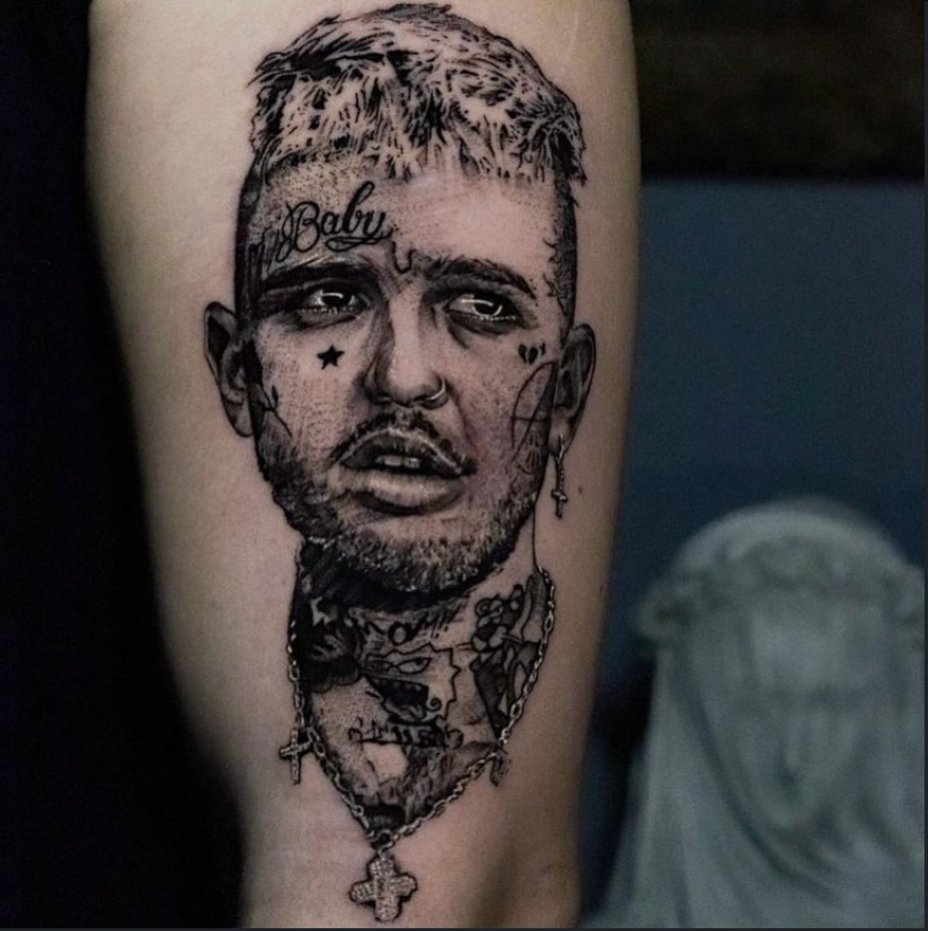 Portrait realism tattoo on the forearm by @inkedbystabby, Manchester, New Hampshire