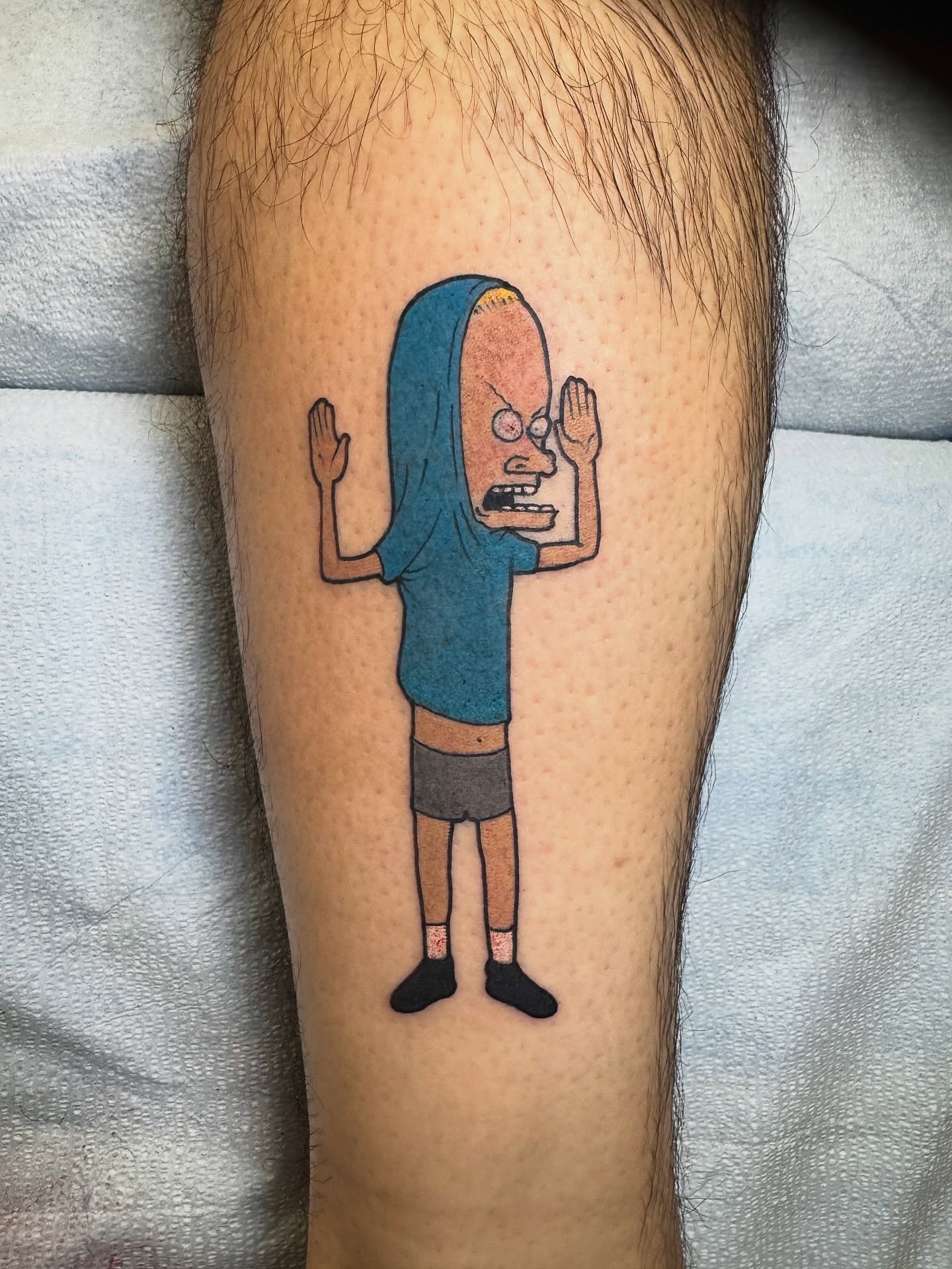 Bob Belcher illustrative tattoo on the forearm by Erick Lynch, Cambridge, Massachusetts