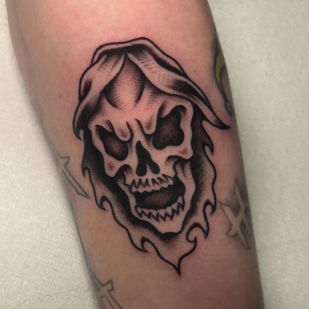 Tattoo by @mattelliotttattoos — american_traditional, black_and_grey
