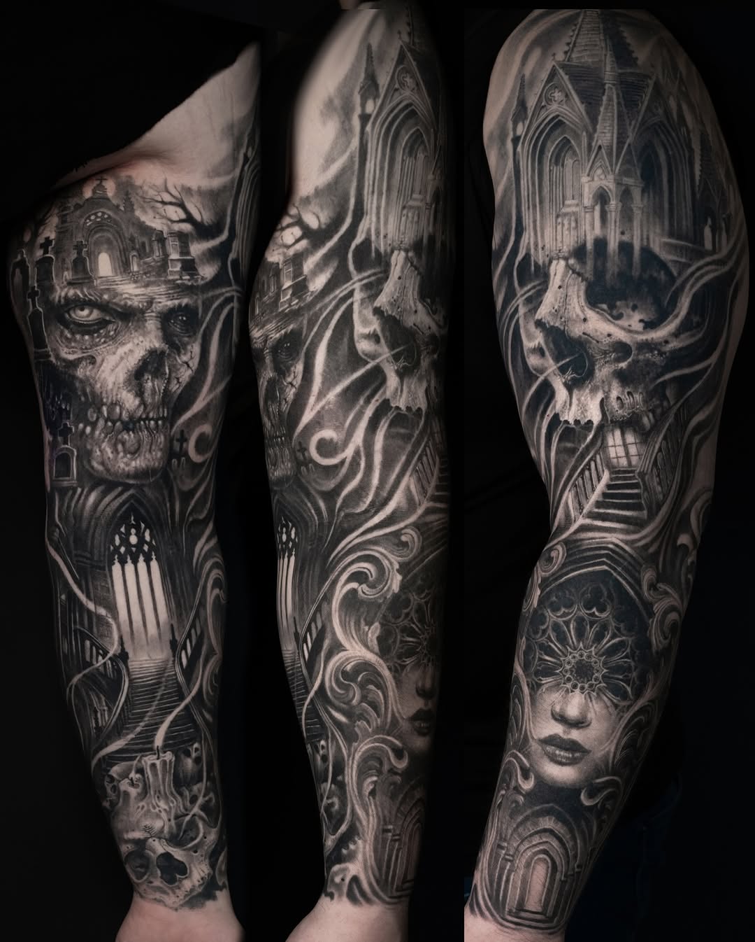 Tattoo by @mumia916 — black_and_grey, dark_realism