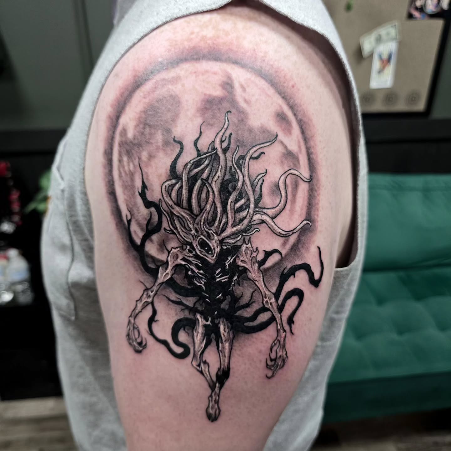 Tattoo by @dark_altar_tattoo — black_and_grey, dark_realism