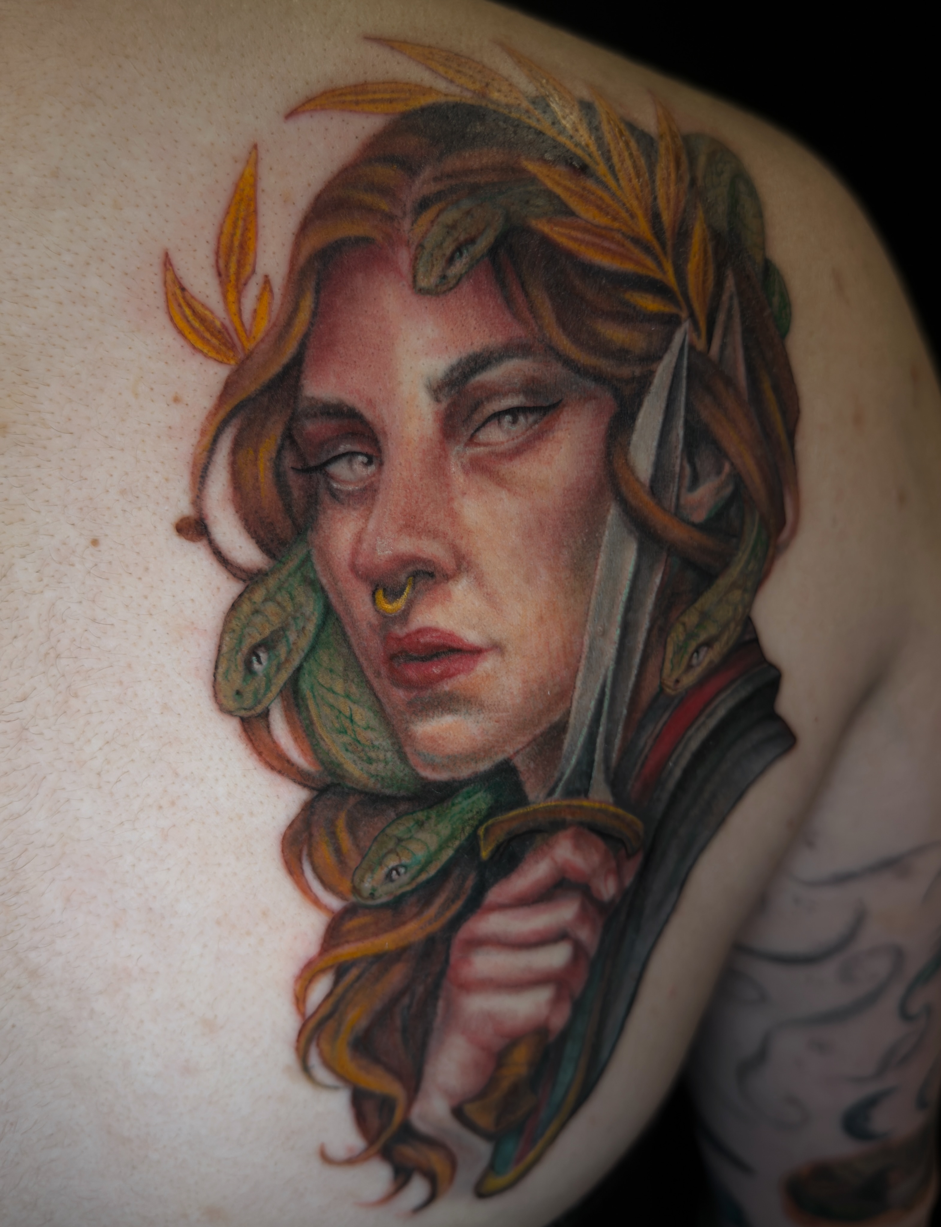 Tattoo by @huestatts — realism, dotwork