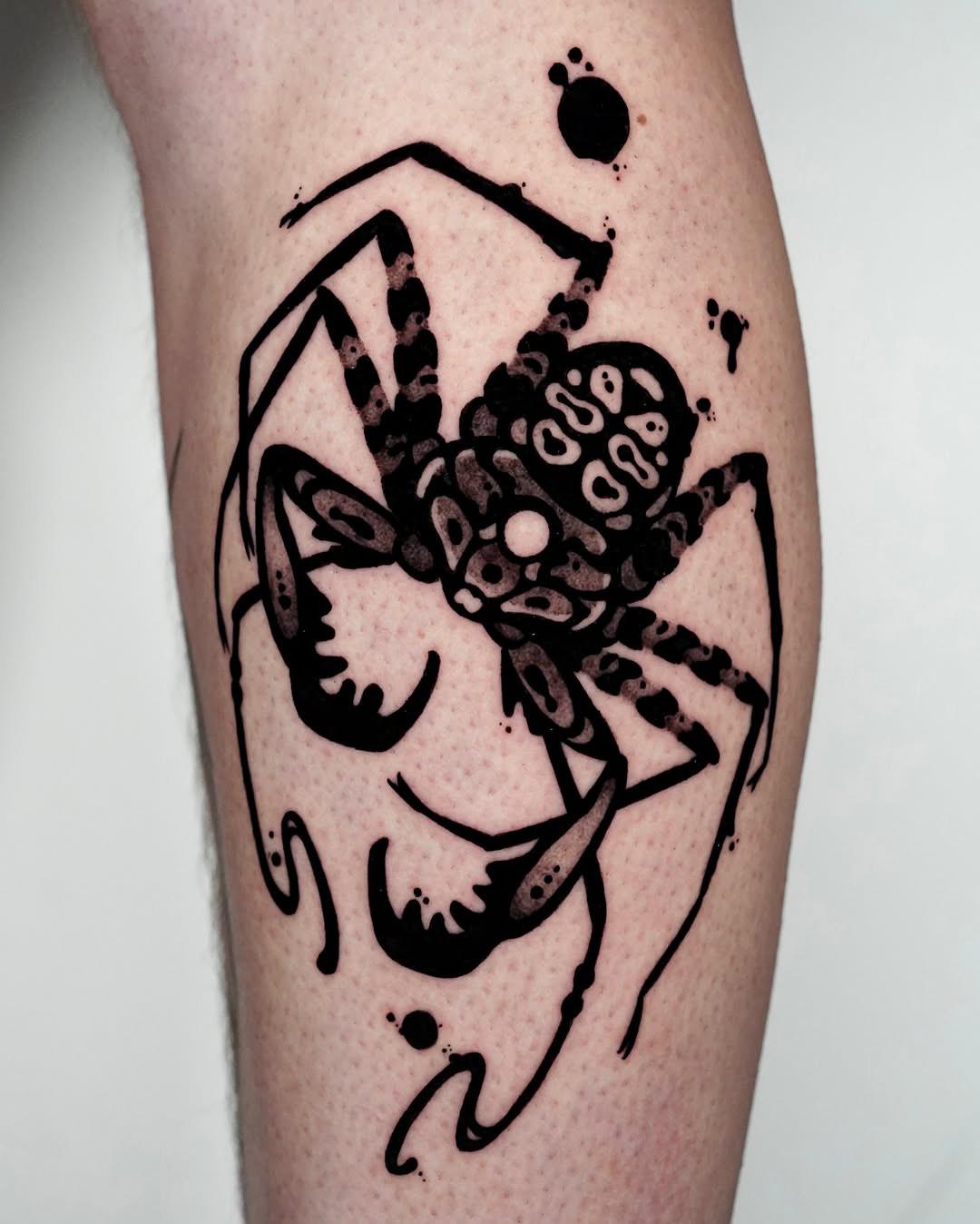 Spider blackwork tattoo on the forearm by ▫️◽️◻️hunter Hayes◻️◽️▫️