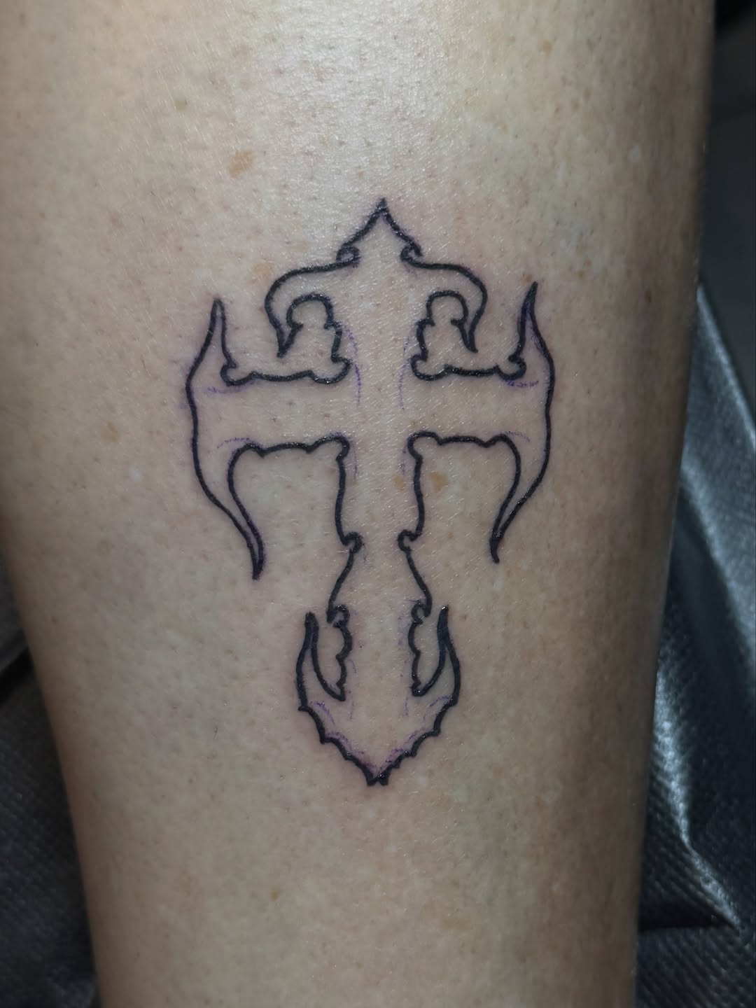 Ornate cross ornamental tattoo on the forearm by Juliette :D