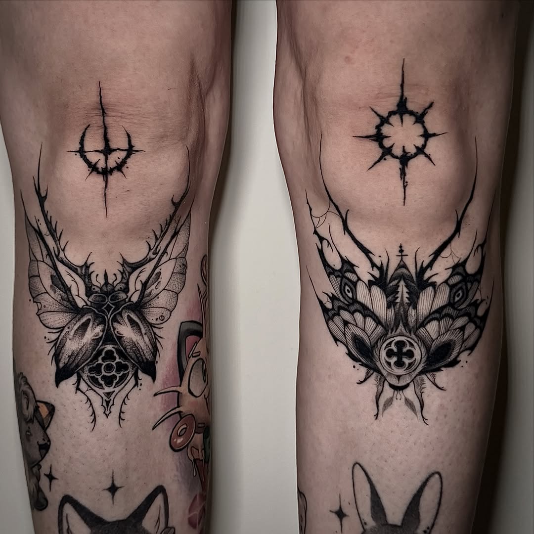Tattoo by @mochitats — blackwork, ornamental