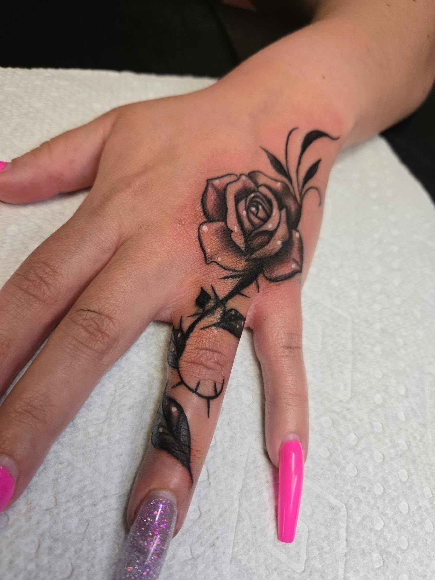Rose realism tattoo on the hand by Irma π€β¨, Las Vegas, Nevada