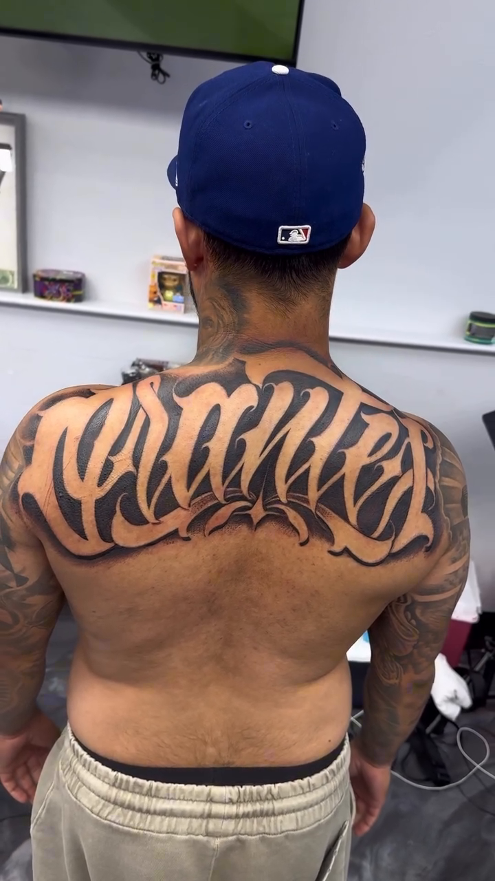 Tattoo by @ironeyestattoo — lettering_script, black_and_grey