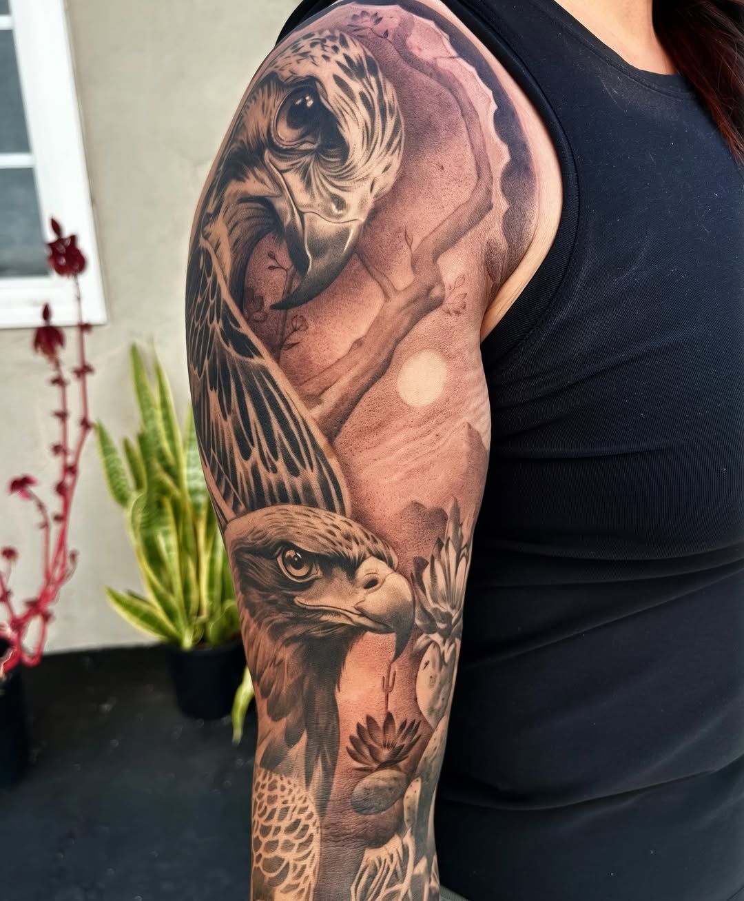 Eagle realism tattoo on the upper arm by Tattoos by Anthony Davis