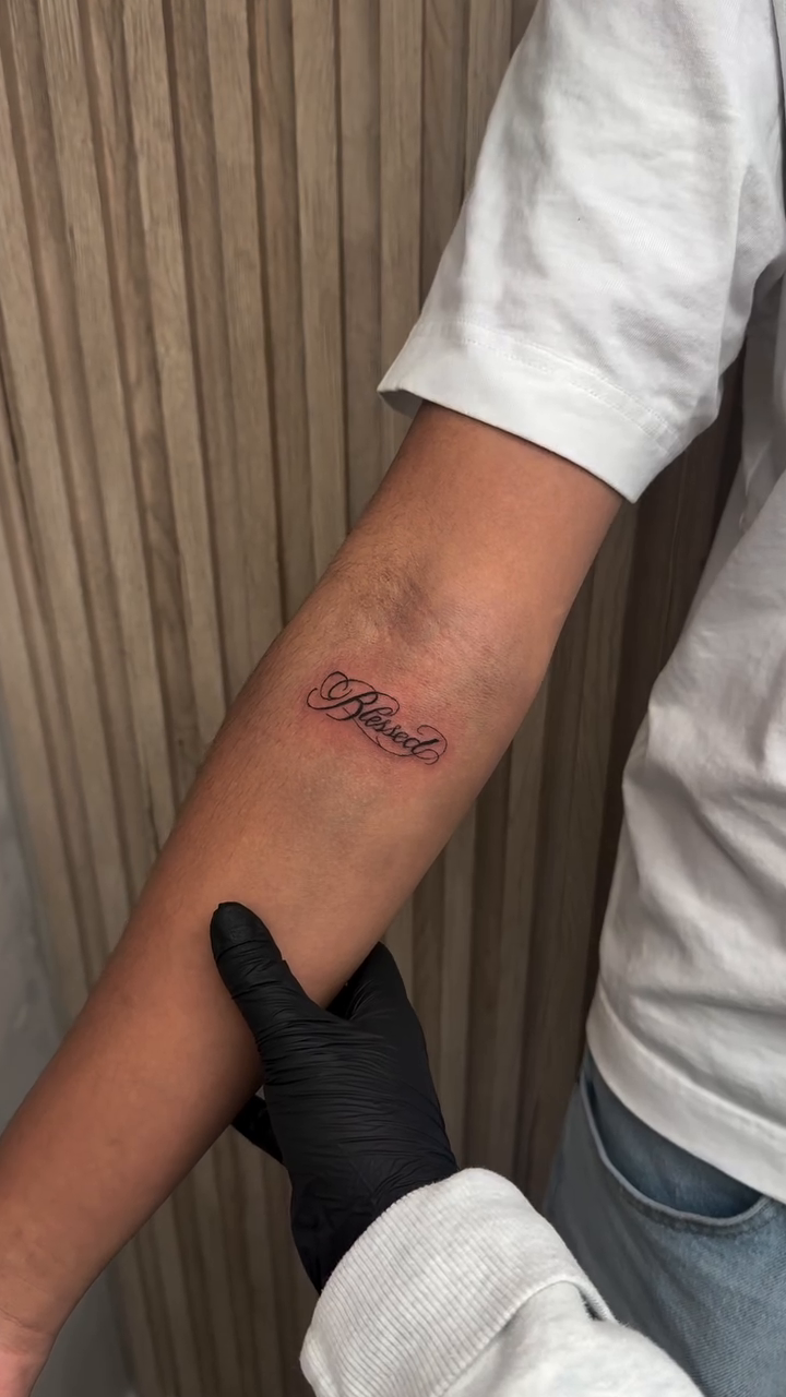Tattoo by @enhancelevate — lettering_script, fine_line