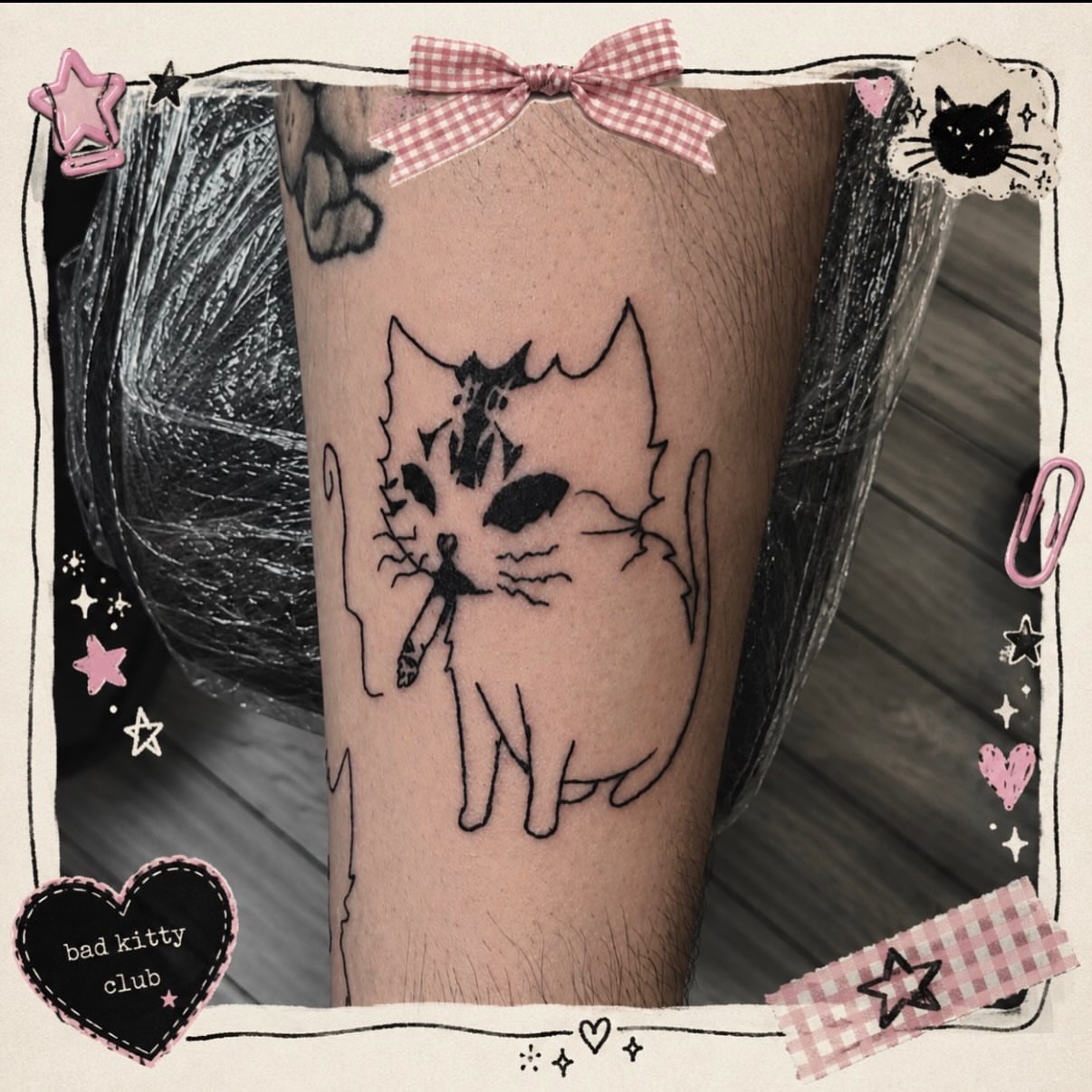 Cat black and grey tattoo on the forearm by rylie :P