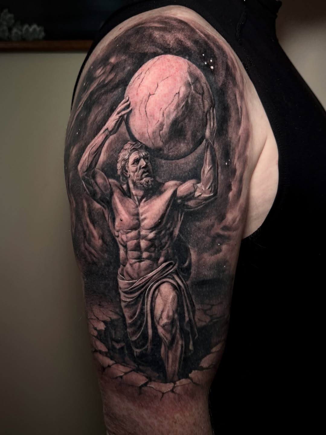 Tattoo by @caroline_yurek_tattoo — realism, black_and_grey